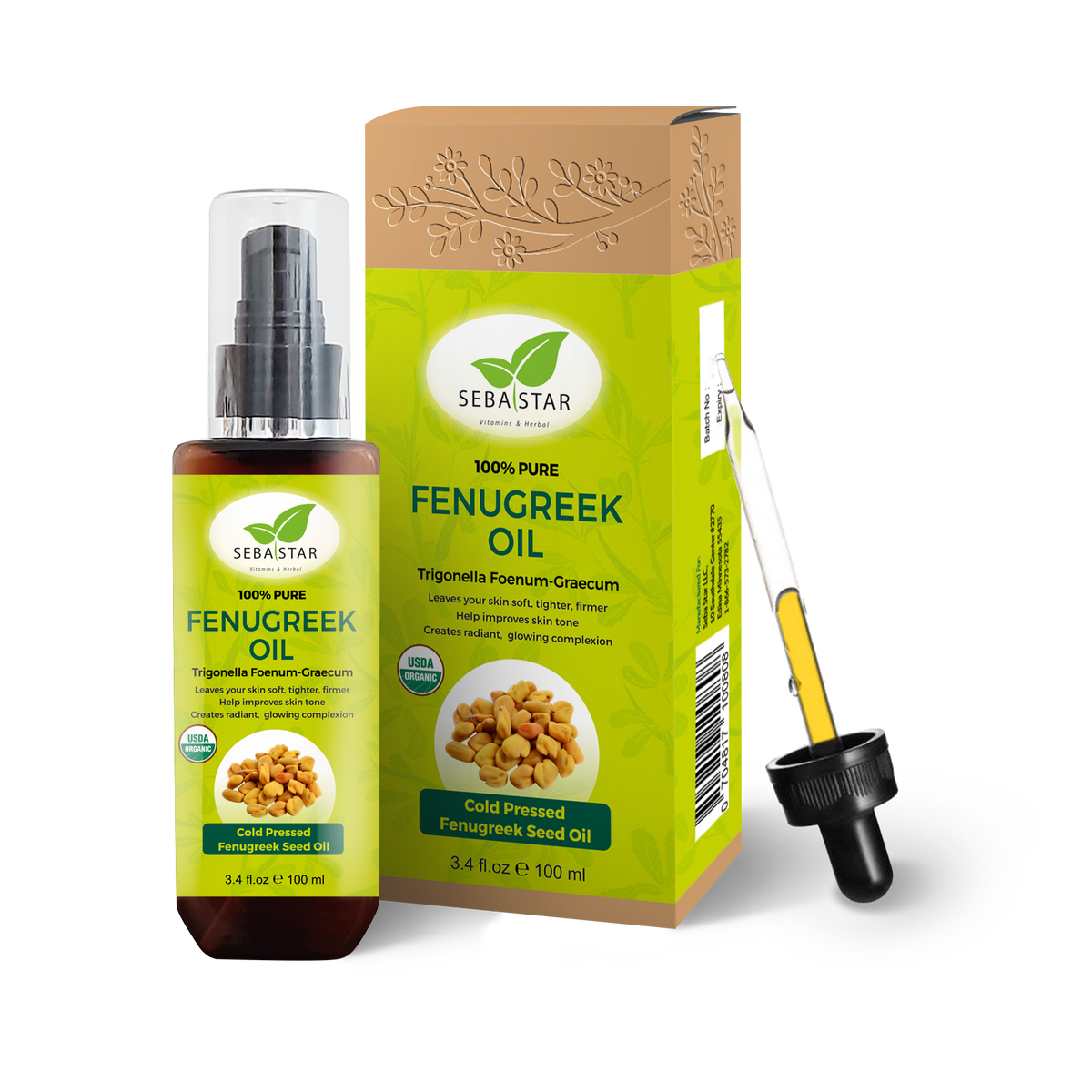 Fenugreek Oil 3.4oz 100 Natural & Pure Fenugreek Oil for Face and B