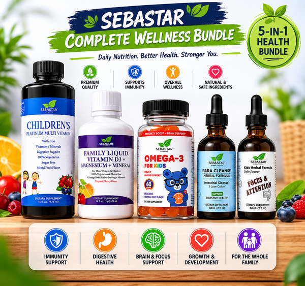 5 in 1 Bundle, Children's multi, Vitamin D3, Omega 3, Intestinal cleanse, Focus and attention