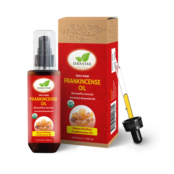 Frankincense Oil 3.4oz - 100% Natural & Pure Frankincense Oil for Pain,  Steam Distilled, Boswellia Serrata - Used for Skin Therapy