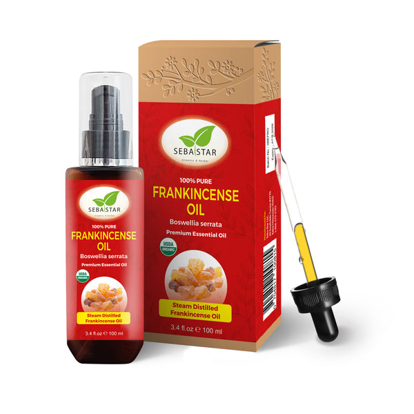 Frankincense Oil 3.4oz - 100% Natural & Pure Frankincense Oil for Pain, Steam Distilled, Boswellia Serrata - Used for Skin Therapy