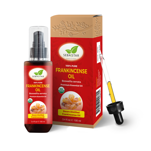 Frankincense Oil 3.4oz - 100% Natural & Pure Frankincense Oil for Pain, Steam Distilled, Boswellia Serrata - Used for Skin Therapy